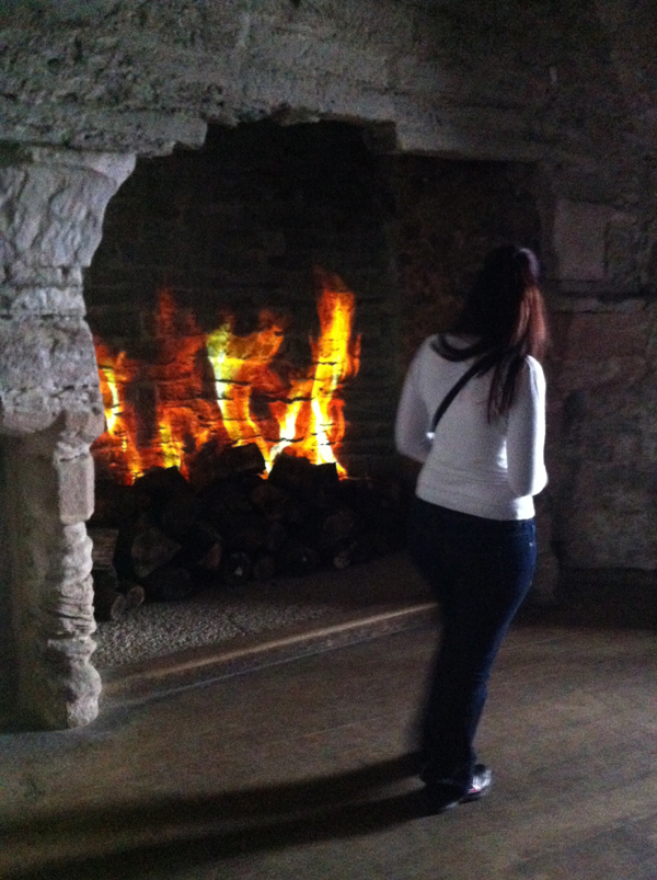 Interactive fire place exhibit at Conwy Castle